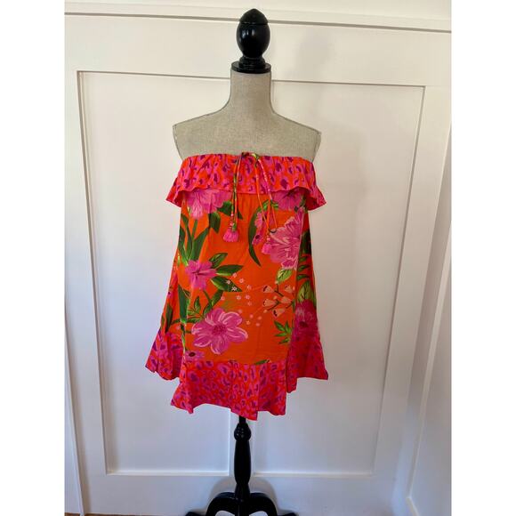 Farm Rio  Romantic Garden & Leopard Pop Short Cover Up Multi Size Small - Picture 2 of 5